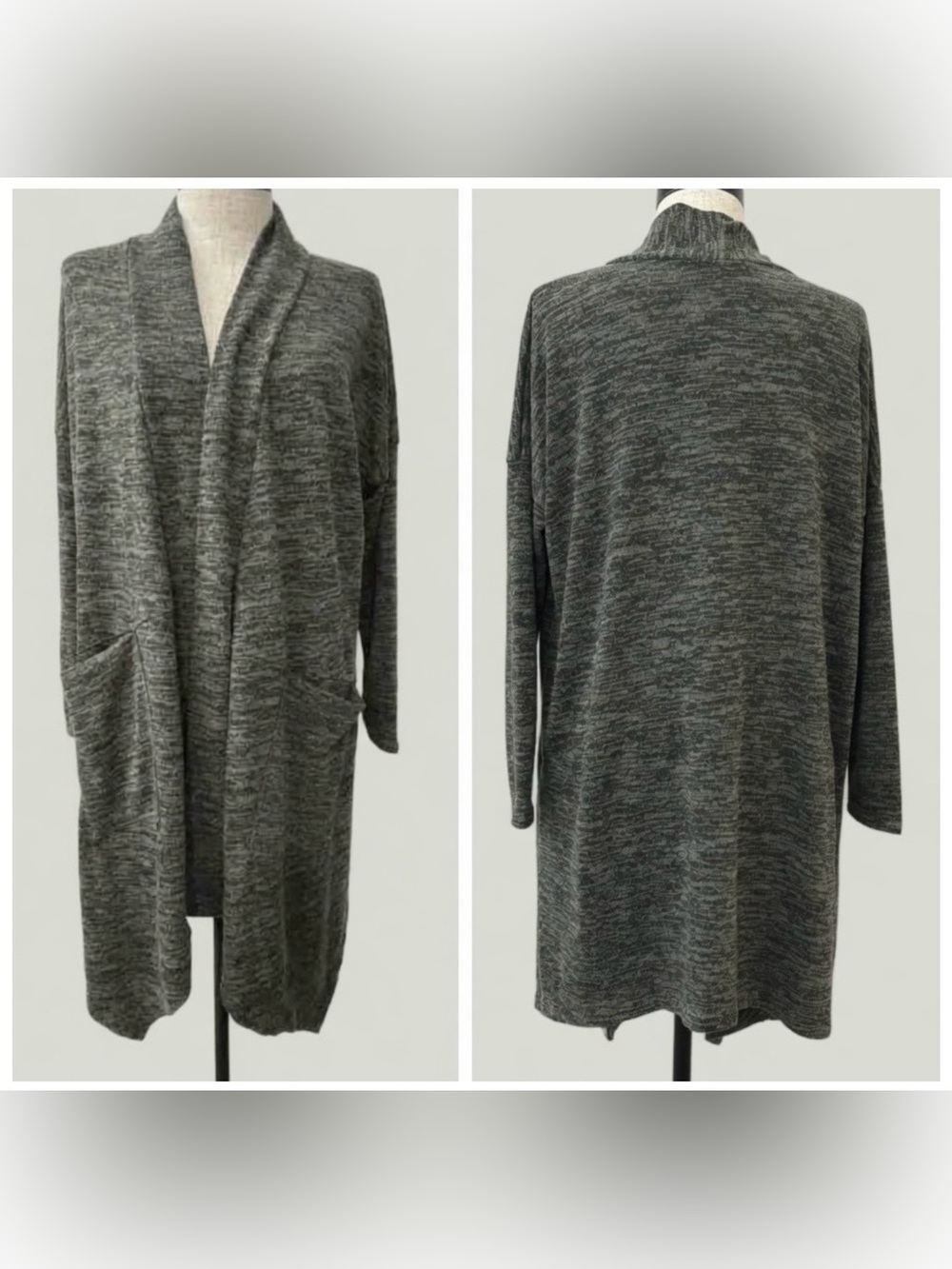 Sweet Pea open front knit cardigan olive/gray EUC - size M
